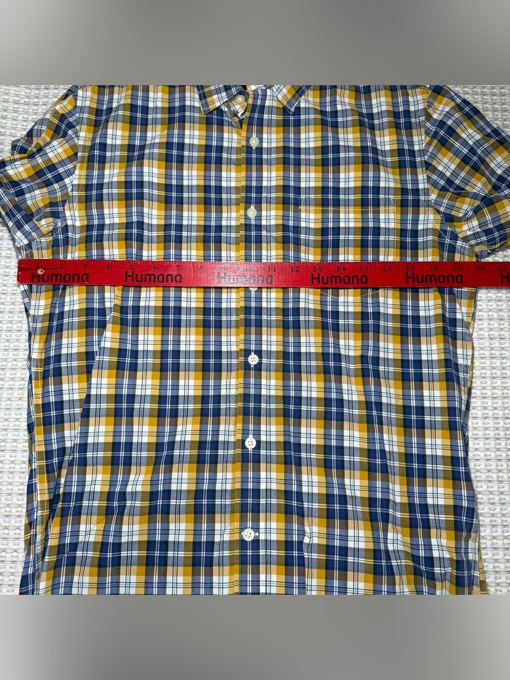 Banana Republic Men’s Size Small Blue Yellow Plaid Shirt Soft Wash Button-Down - Picture 4 of 8